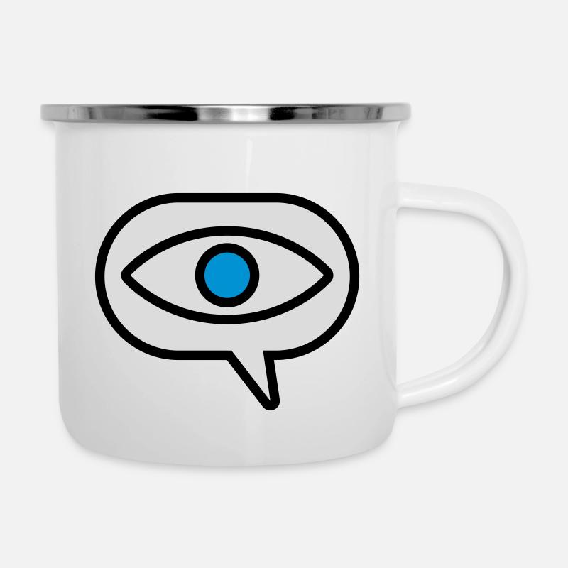 Auge Sehen Comic Sprechblase - Emaille-Tasse - Weiß