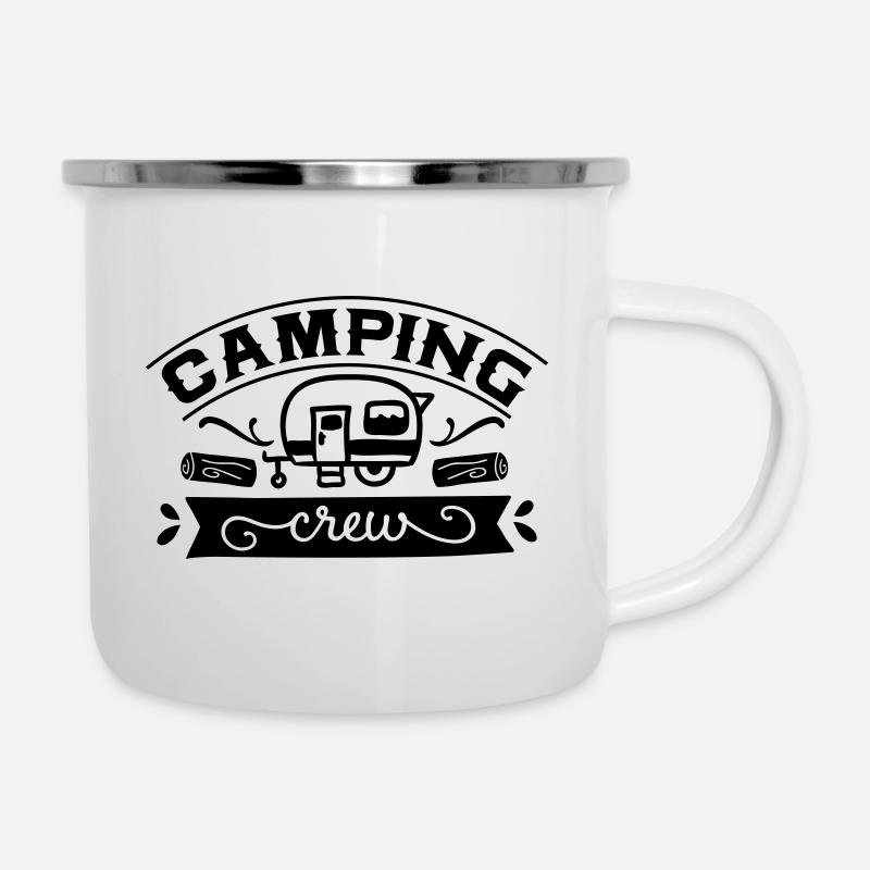 Camping-Crew - Emaille-Tasse - Weiß