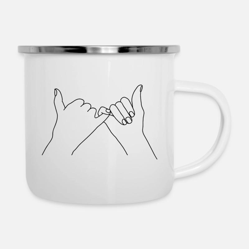 Freundschaft Hände - Emaille-Tasse - Weiß