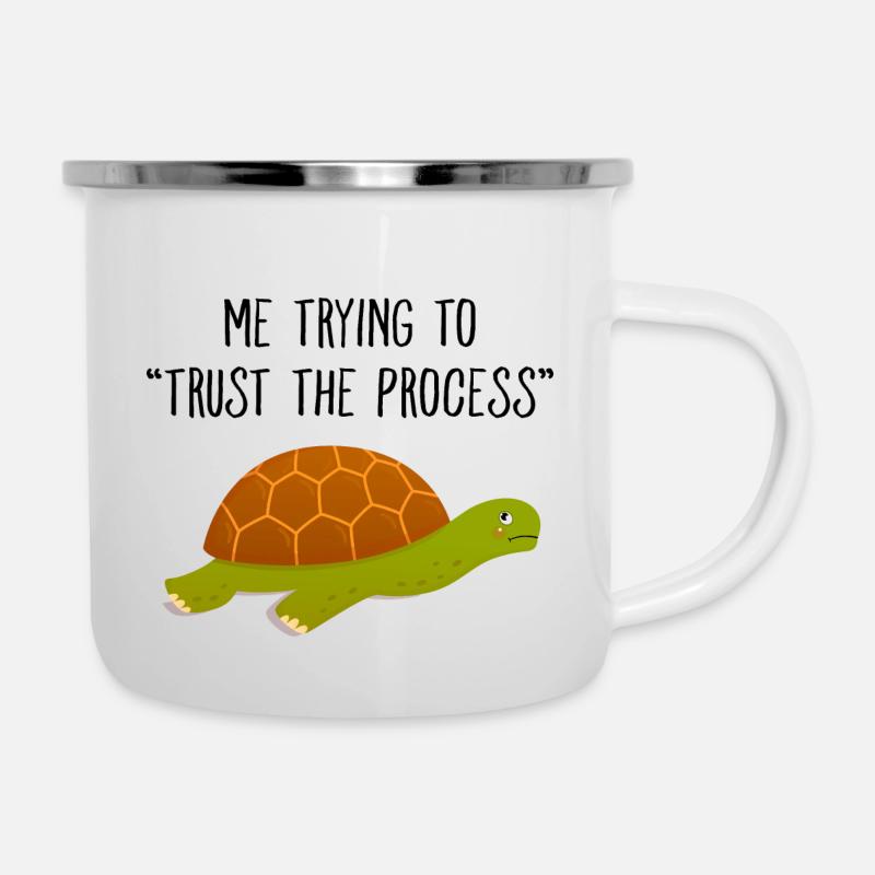 Me Trying To Trust The Process Turtle Meme - Camper Mug - white