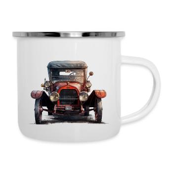 Die Faszination für Oldtimer - Emaille-Tasse - Weiß - Rechts