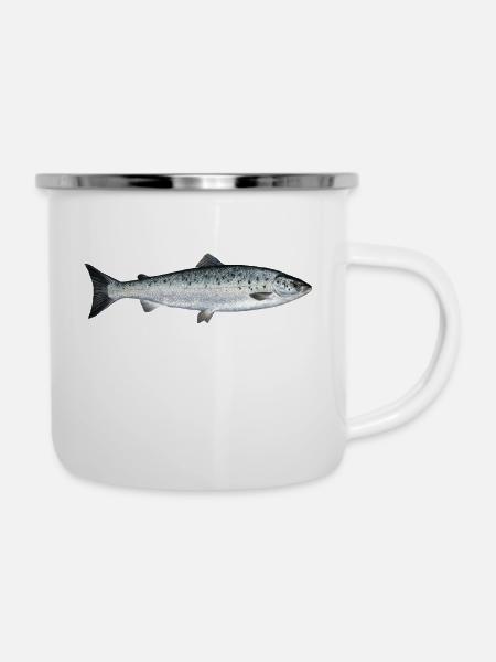 Lachs - Emaille-Tasse - Weiß