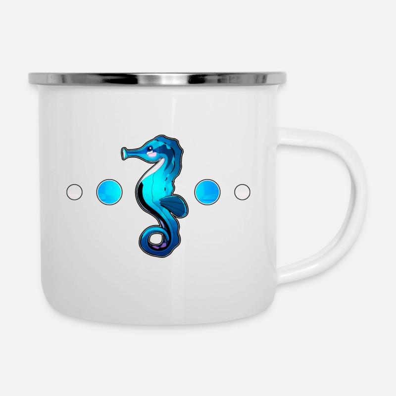 Hippocampe à pois - Tasse émaillée - blanc