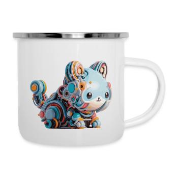 Bunte abstrakte Roboterkatze - Emaille-Tasse - Weiß - Rechts