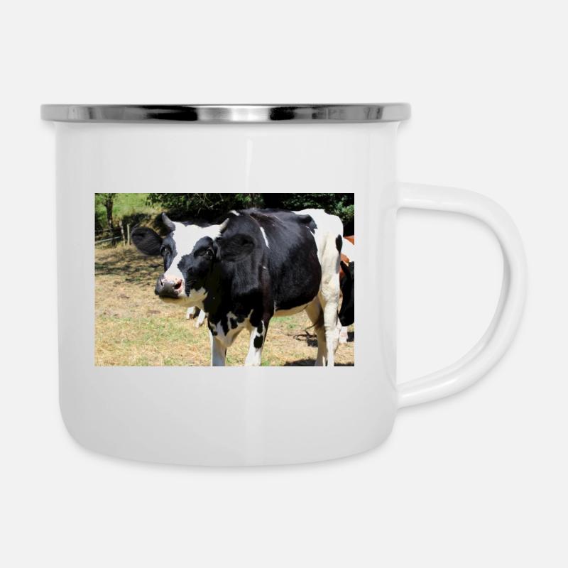 Affiche de vache - Tasse émaillée - blanc