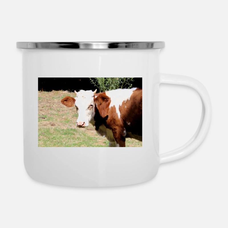 Affiche de vache - Tasse émaillée - blanc
