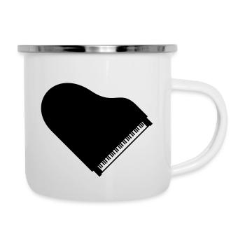 I Love Klavier Piano Herz Musik Instrument Liebe - Emaille-Tasse - Weiß - Rechts