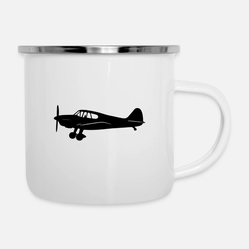 Messerschmitt Bf 108 Silhouette Airplane - Camper Mug - white