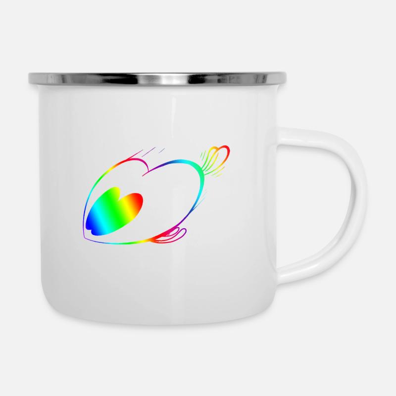 Regenbogen-Geschwindigkeitstricker - Emaille-Tasse - Weiß