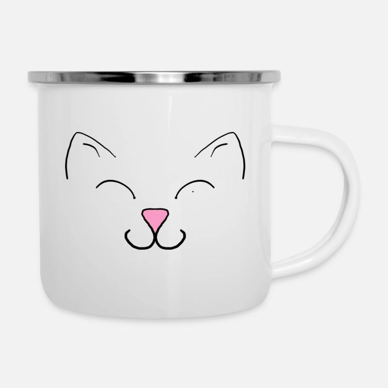 Katze - Emaille-Tasse - Weiß