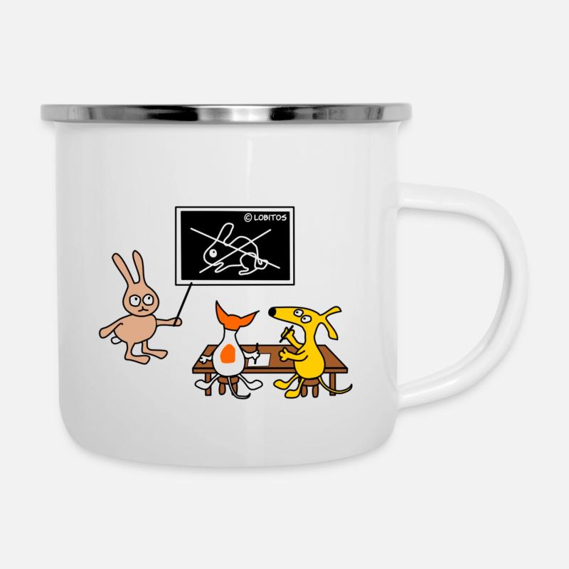 Hundeschule - Emaille-Tasse - Weiß