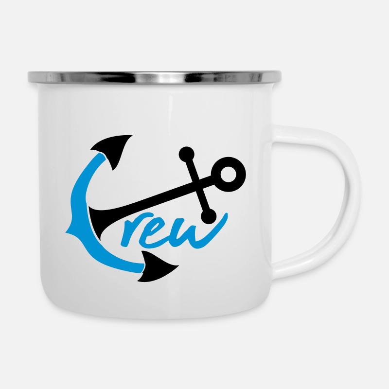 mannschaft crew team freunde anker boot schiff - Emaille-Tasse - Weiß