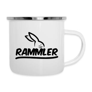 Osterhase Ostern Rammler Hase Anmache Hasen Motiv - Emaille-Tasse - Weiß - Rechts