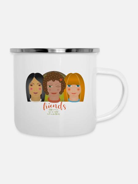 Freunde - Emaille-Tasse - Weiß
