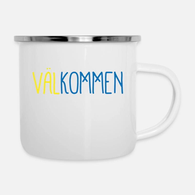 Bienvenue drapeau patriote cadeau maison suède - Tasse émaillée - blanc