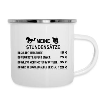 Stundensätze Reitlehrerin Reitlehrer - Emaille-Tasse - Weiß - Rechts