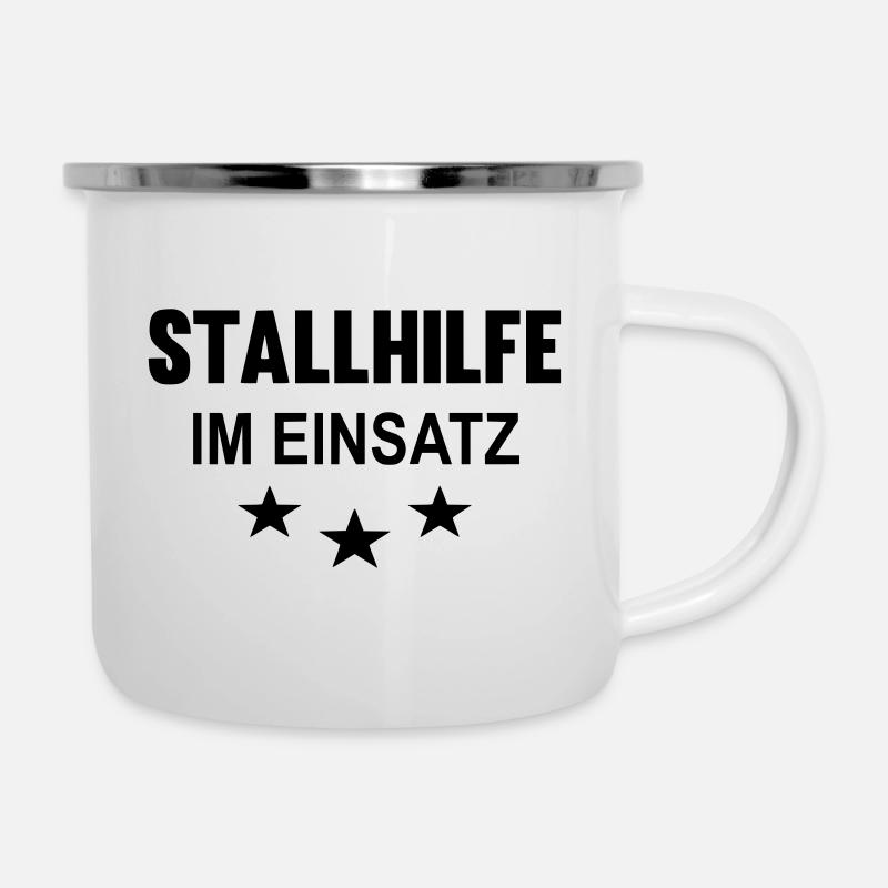 Stallhilfe im Einsatz - Emaille-Tasse - Weiß