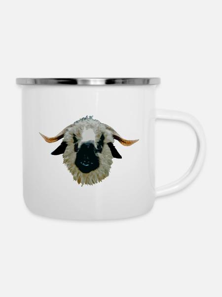 Waliser Schwarznasenschaf - Emaille-Tasse - Weiß