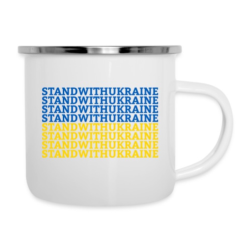 Stand with Ukraine Typografie Flagge Support - Emaille-Tasse