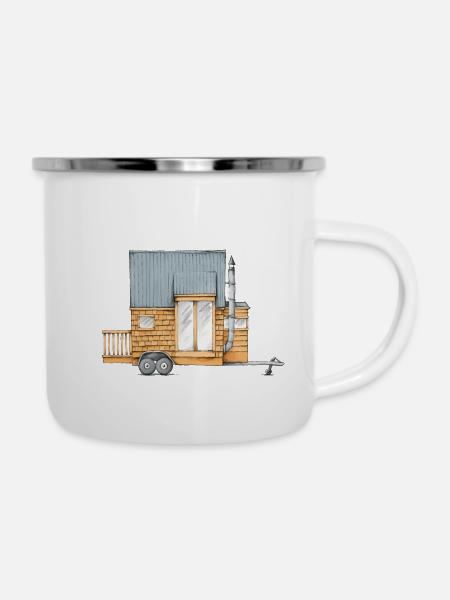 Tiny House - Emaille-Tasse - Weiß