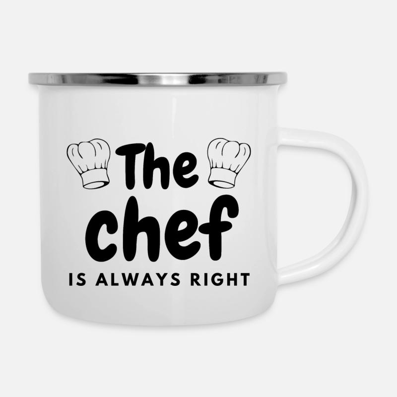 Der Koch hat immer Recht - Emaille-Tasse - Weiß