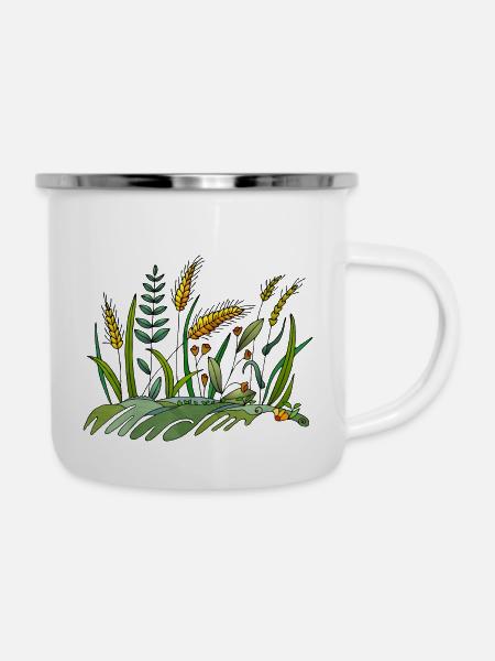 Wiese - Emaille-Tasse - Weiß