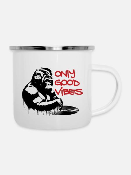 nur GUTE STIMMUNG - Emaille-Tasse - Weiß