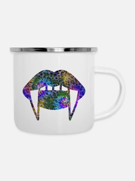 Groovy Vampirelips Blue Purple - Emaille-Tasse - Weiß