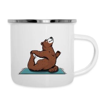 Yoga Bär - Emaille-Tasse - Weiß - Rechts