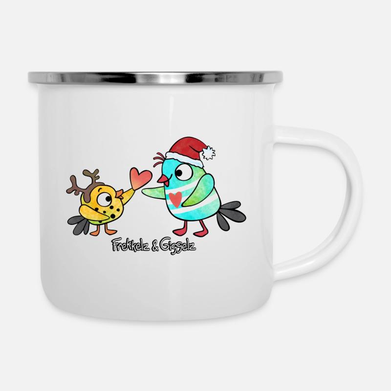 Weihnachtsherz - Emaille-Tasse - Weiß