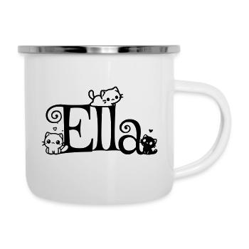 Ella Name Vorname Kätzchenname - Emaille-Tasse - Weiß - Rechts