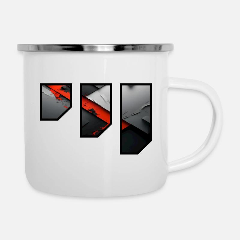 Abstract Red and Grey Tearing Pattern - Camper Mug - white