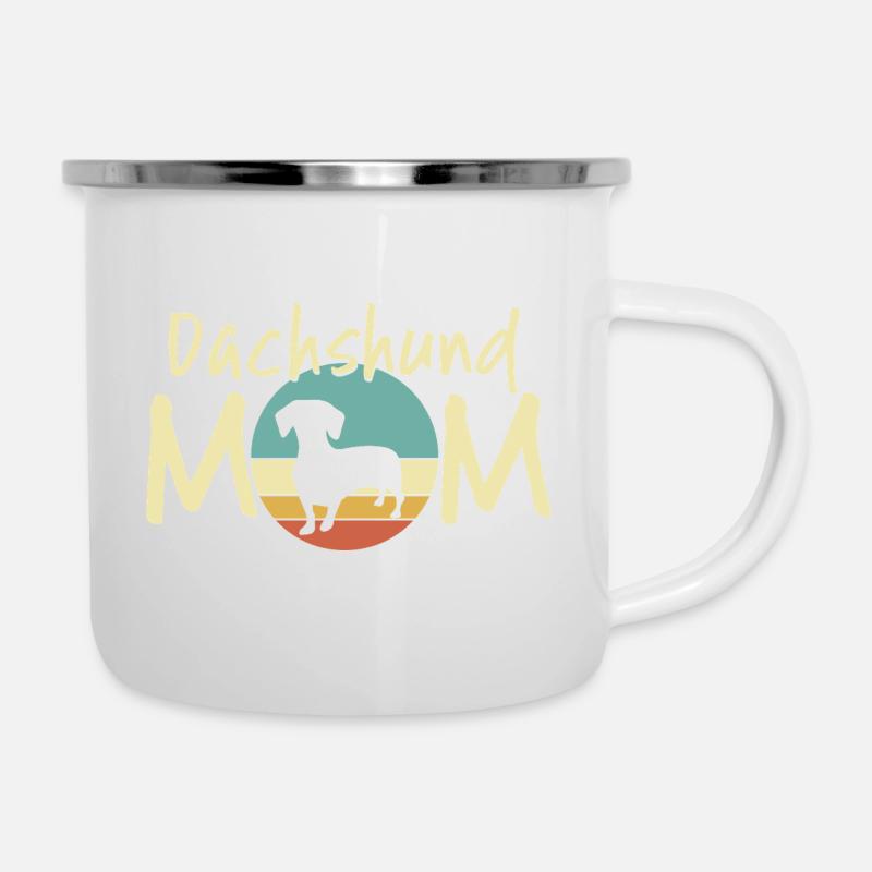 Dackel Mond Mutter Design - Emaille-Tasse - Weiß