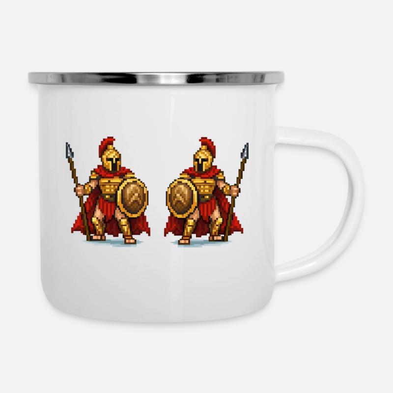 Double Gladiator Pixel Art - Camper Mug - white