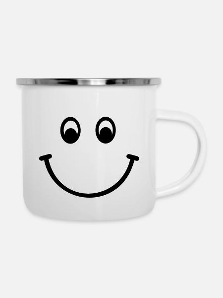 Smiley - Emaille-Tasse - Weiß