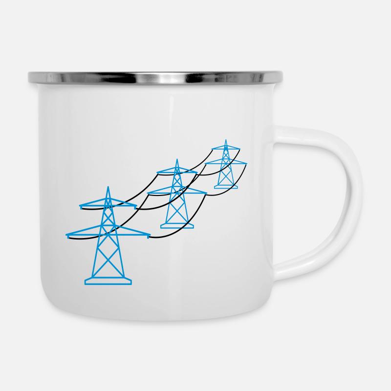 reihe muster viele trasse strom mast strommast ele - Emaille-Tasse - Weiß
