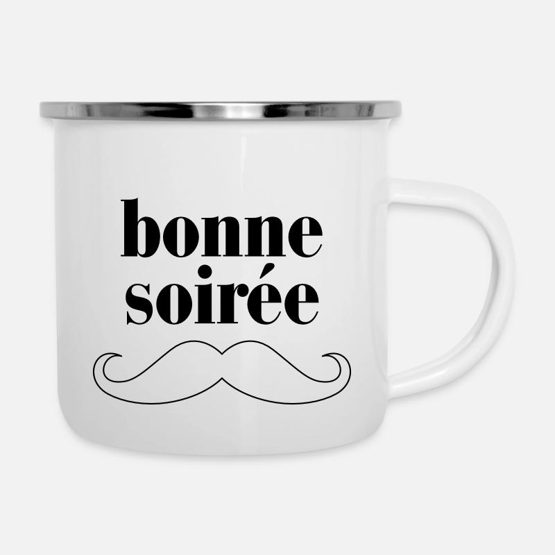Bonne Soiree - Moustache - Tasse émaillée - blanc