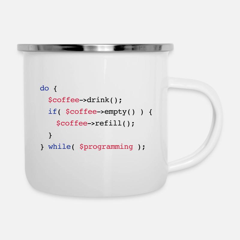 Code Coffee Refill Programming PHP - Camper Mug - white