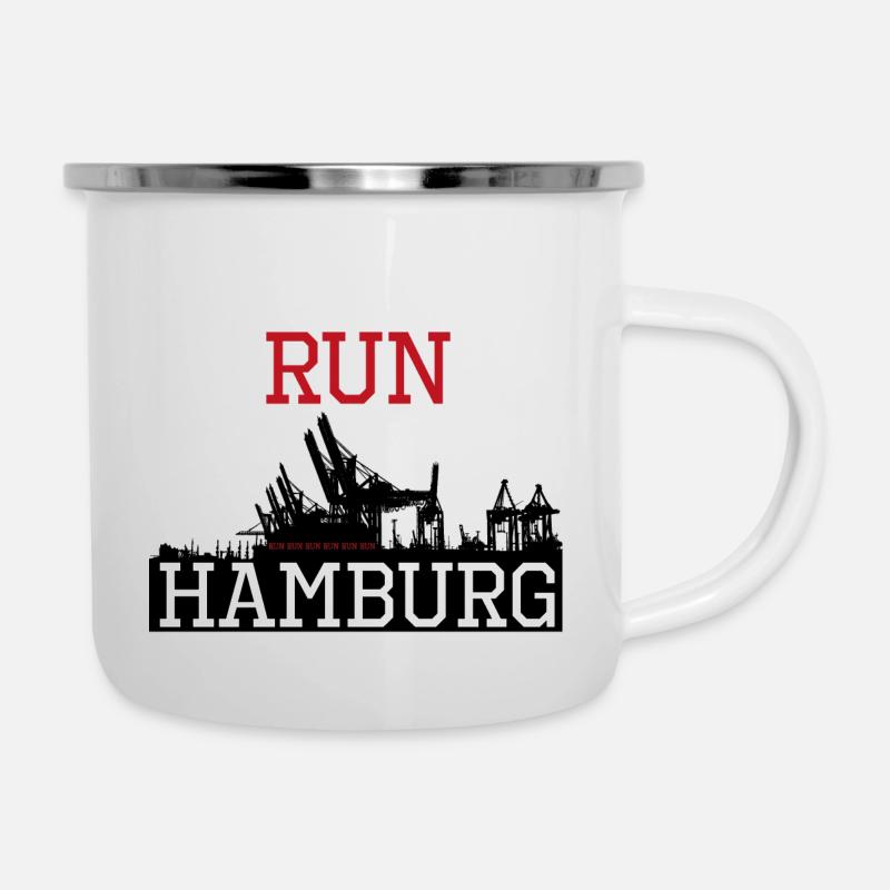Hamburg Run - Emaille-Tasse - Weiß