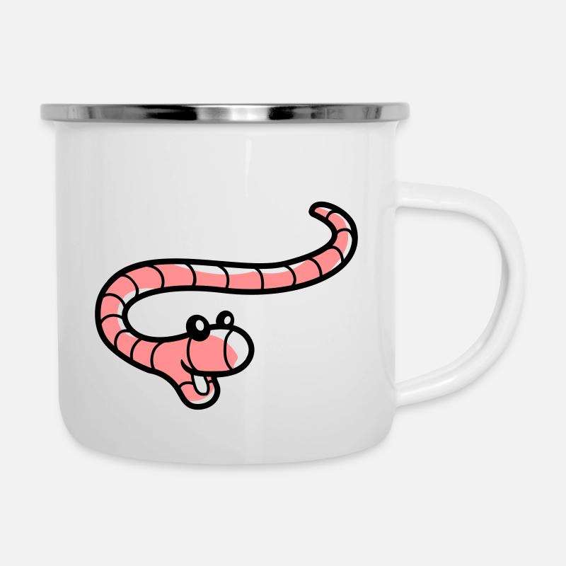 Fröhlicher kleiner Wurm - Emaille-Tasse - Weiß