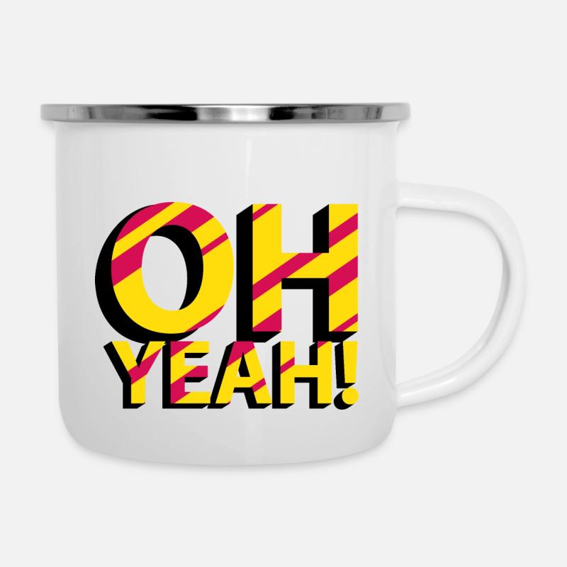OH YEAH! - Emaille-Tasse - Weiß