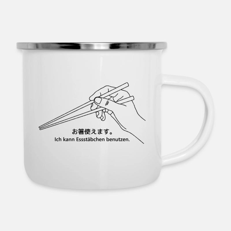 Ich kann Essstäbchen benutzen - Emaille-Tasse - Weiß