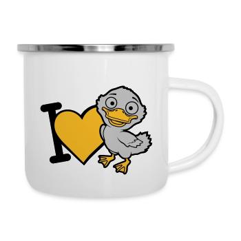 I Love Entenküken Comic - Emaille-Tasse - Weiß - Rechts