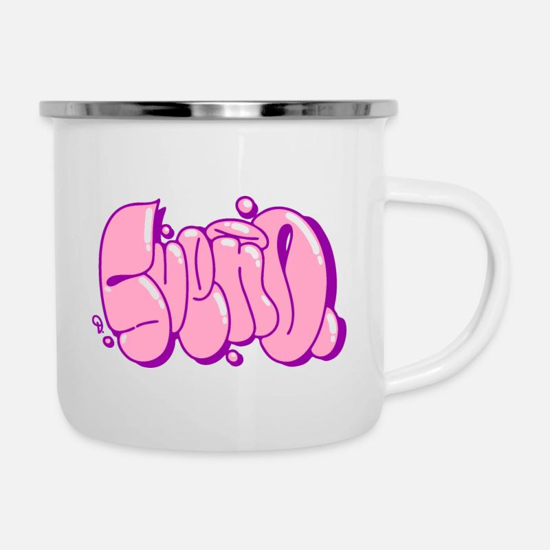 Traum-Graffiti - Emaille-Tasse - Weiß