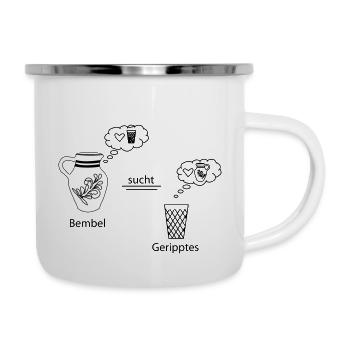 Denkblasen Bembel und Geripptes - Emaille-Tasse - Weiß - Rechts