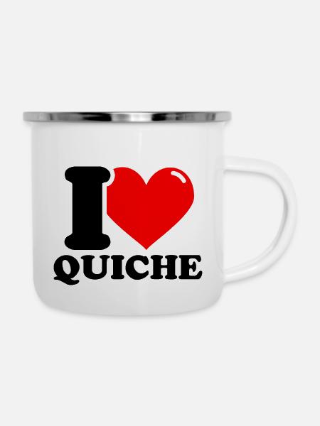 Ich liebe Quiche - Emaille-Tasse - Weiß