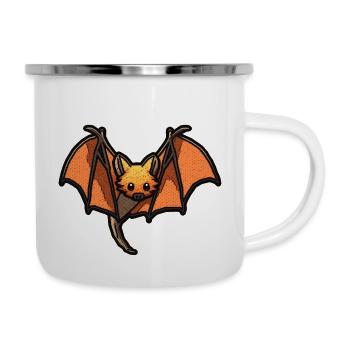 Flughund oder fliegender Fuchs mit Flügeln - Emaille-Tasse - Weiß - Rechts
