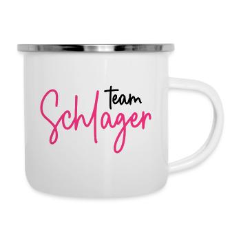 Team Schlager - Schlagermusik - Schlagerparty - Emaille-Tasse - Weiß - Rechts