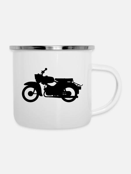 Simson Sperber / Habicht Silhouette - Emaille-Tasse - Weiß