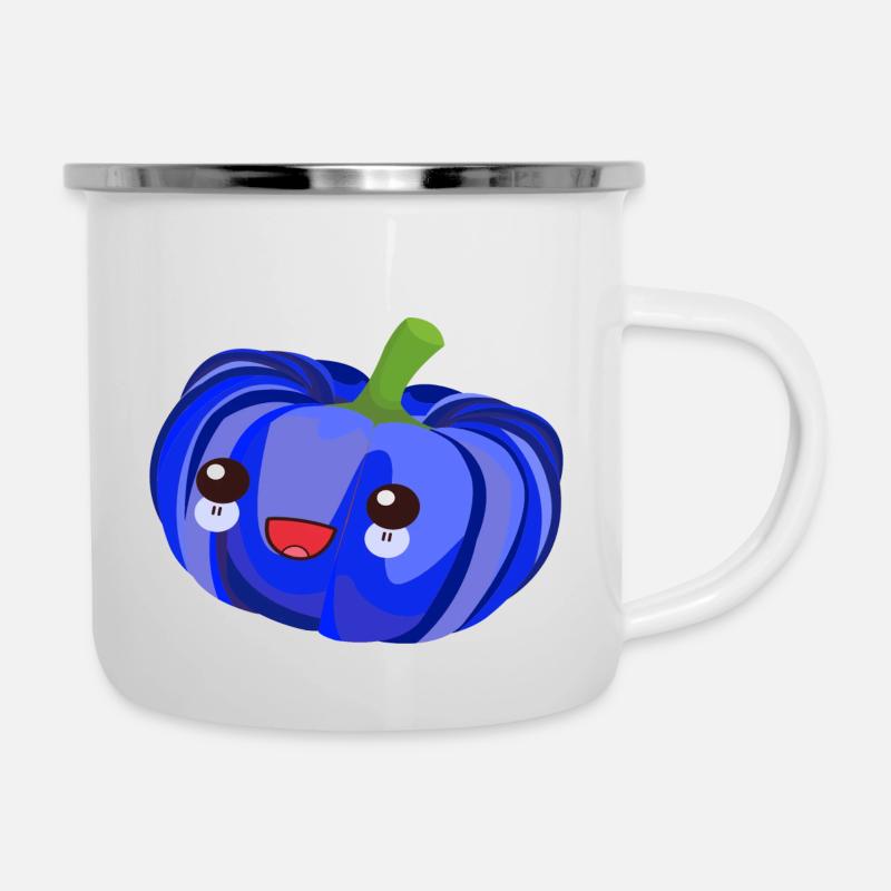 Kürbis-Autismus-Bewusstsein, Halloween - Emaille-Tasse - Weiß